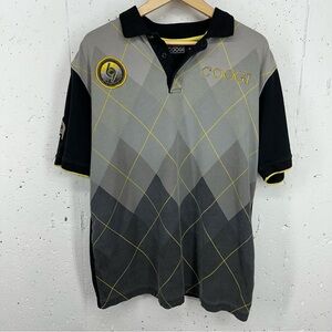 COOGI Men’s Size XL 69 World Tour Black Gray Yellow Argyle Polo Shirt
